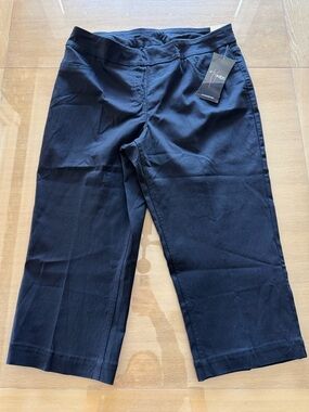 NWT Slimsation by Multiples Black Cropped Capri Straight Leg Pants 14